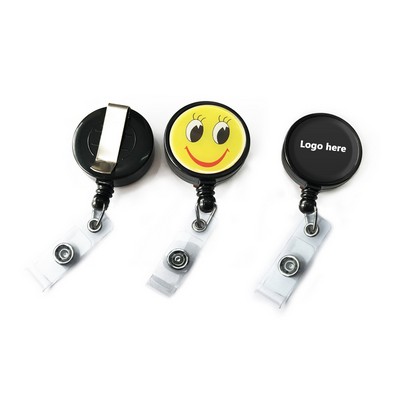 Cord Retractable Round Badge Reel with Simple Clip