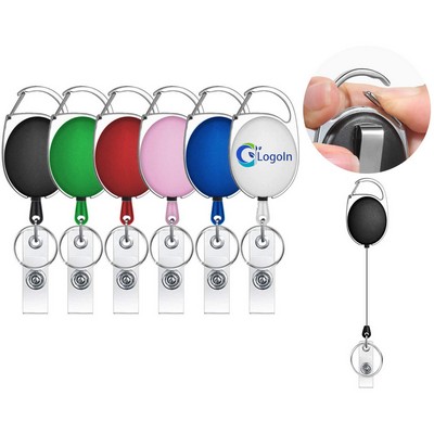 Retractable Badge Holder Reel Carabiner ID Keychain with Clip
